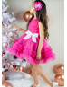 Fuchsia Tulle Pleated Ruffle Flower Girl Dress